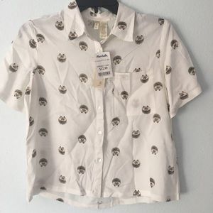 🌟3/$25 Japna Hedgehog print collared blouse